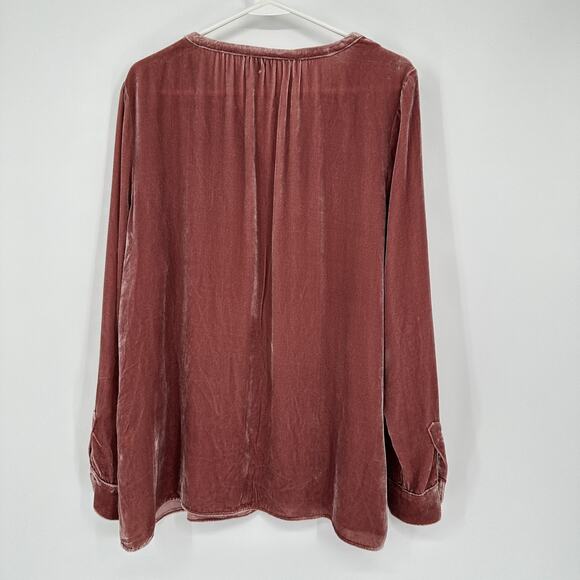 Sundance Shirt Womens Large Mauve Velvet Silk Blend Button Front Long Sleeve - Picture 8 of 9